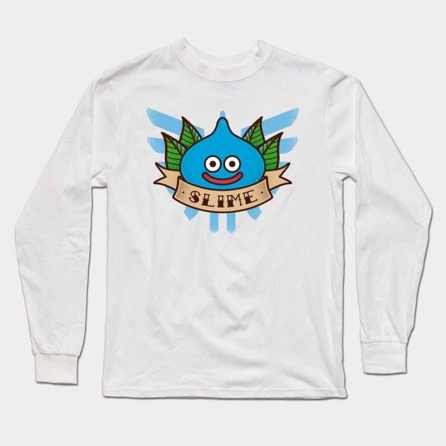 Slime Quest Traditional Tattoo Long Sleeve T-Shirt by Alundrart